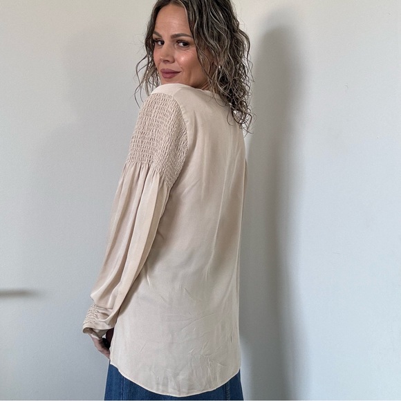 Kobi Halperin Julee Silk Tie-Front Blouse in Champagne - Picture 11 of 14